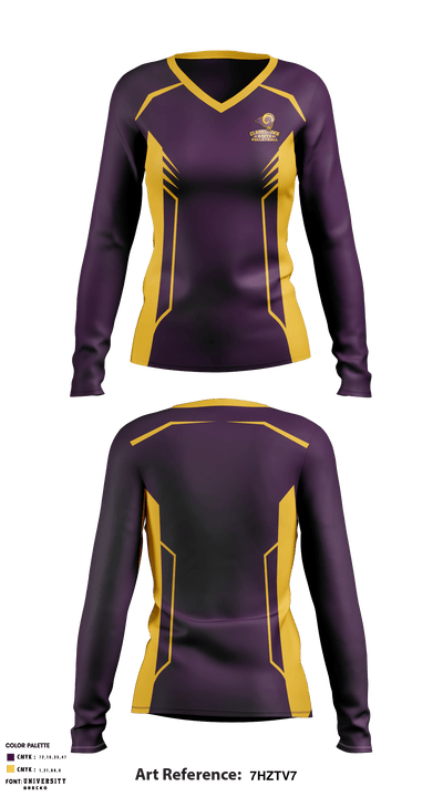 Clarkstown North High School Volleyball 27613067 Women's Long Sleeve V-neck Shirt - 1