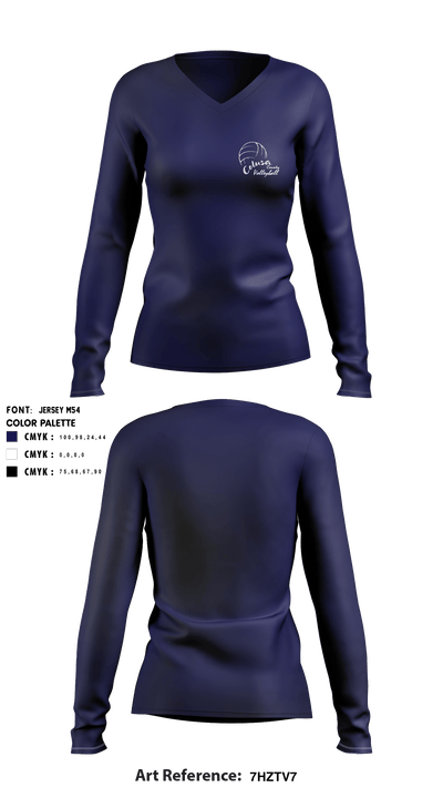 Colusa High School Volleyball 88435722 Women's Long Sleeve V-neck Shirt - 3 (1)