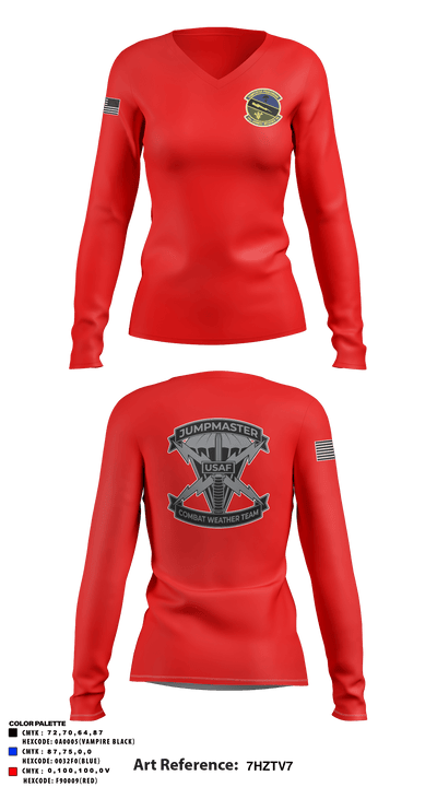 18 CWS 64943674 Women's Long Sleeve V-neck Shirt - 3