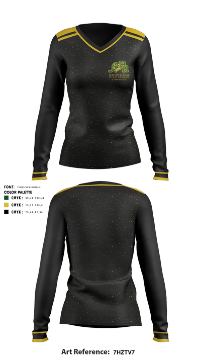 Baton Rouge Magnet High School Gymnastics 22417261 Women's Long Sleeve V-neck Shirt - 2
