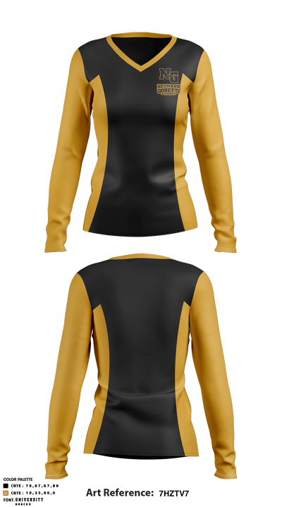 Neumann-Goretti High School Cheer 31013050 Women's Long Sleeve V-neck Shirt - 1