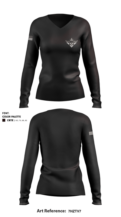 E 4-4 Attack Battalion 76590899 Women's Long Sleeve V-neck Shirt - 1
