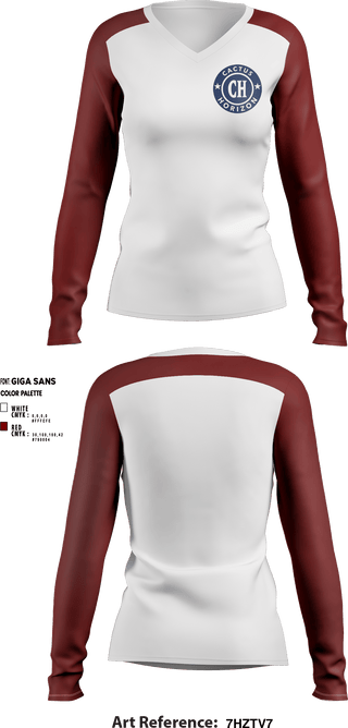 Women's Long Sleeve Vneck Shirt, Cactus Horizon Little League, Baseball, Teamtime, Team time, sublimation, custom sports apparel, team uniforms, spirit wear, spiritwear, sports uniforms, custom shirts, team store, custom team store, fundraiser sports, apparel fundraiser