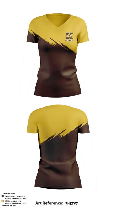 Kickapoo High School E-Sports 69318516 Women's Short Sleeve V-neck Shirt - 1