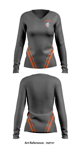 Women's Long Sleeve Vneck Shirt, Eastside High School, School Spirit Store, Teamtime, Team time, sublimation, custom sports apparel, team uniforms, spirit wear, spiritwear, sports uniforms, custom shirts, team store, custom team store, fundraiser sports, apparel fundraiser