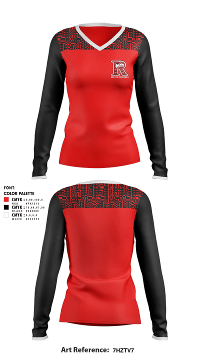 Renton Redhawks 34124165 Women's Long Sleeve V-neck Shirt - 1