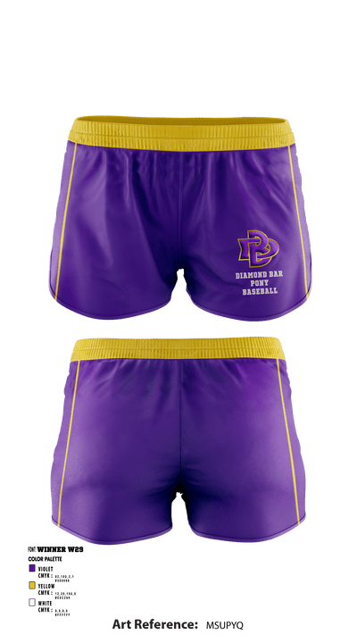 Diamond Bar Pony Baseball 12700368 Women's Shorts - 1