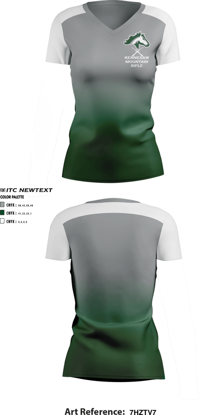 Kennesaw Mountain High School Rifle 15129938 Women's Short Sleeve V-neck Shirt - 2