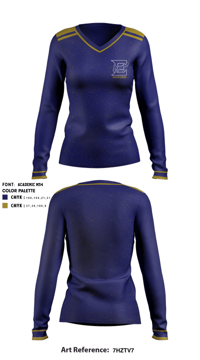 Eustis High School Cheer 65261062 Women's Long Sleeve V-neck Shirt - 1