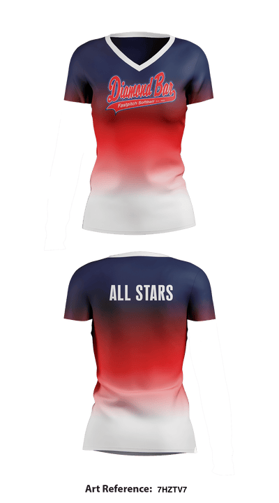 Diamond Bar Girls Softball 1743931 Women's Short Sleeve V-neck Shirt - 1
