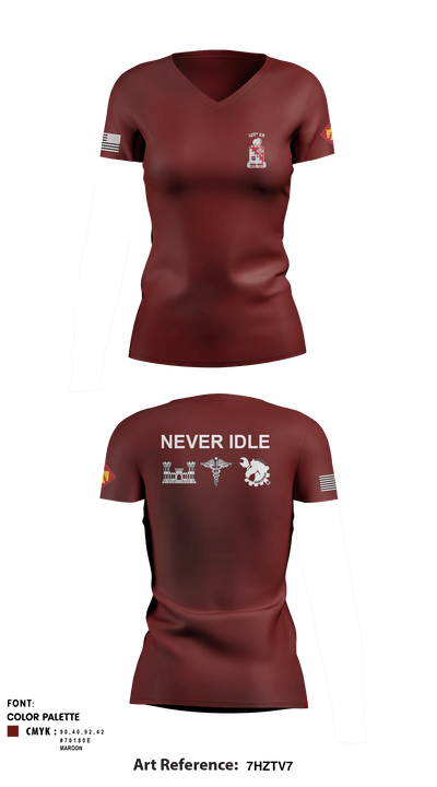 120th Engineers 83495982 Women's Short Sleeve V-neck Shirt - 8