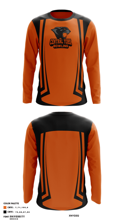 Central York High School Bowling 53060676 Long Sleeve Performance Shirt - 1
