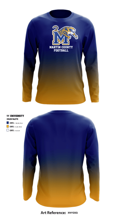Martin County High School Football 69182417 Long Sleeve Performance Shirt - 1