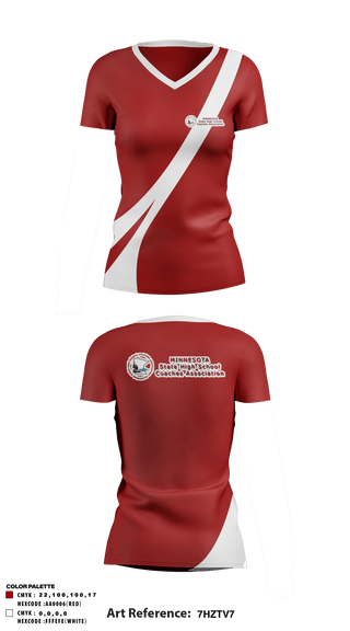 Women's Short Sleeve Vneck Shirt, Minnesota State High School Coaches Association, Spirit Store, Teamtime, Team time, sublimation, custom sports apparel, team uniforms, spirit wear, spiritwear, sports uniforms, custom shirts, team store, custom team store, fundraiser sports, apparel fundraiser