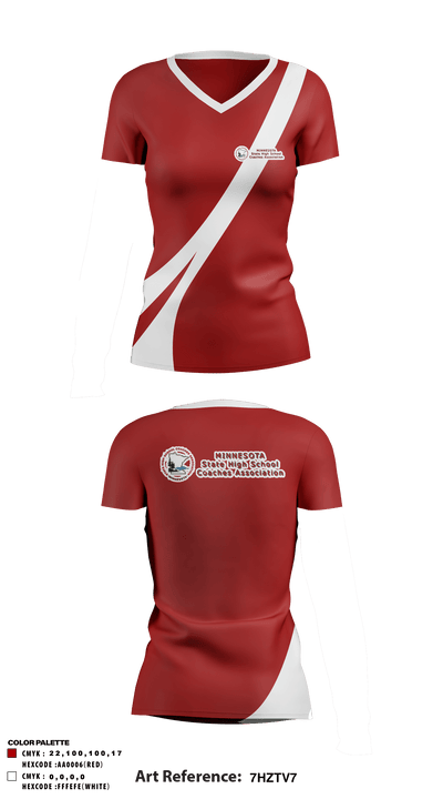 Minnesota State High School Coaches Association 55336884 Women's Short Sleeve V-neck Shirt - 1
