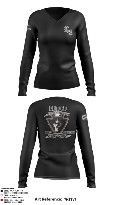 Kilo 3/7 4958967 Women's Long Sleeve V-neck Shirt - 1
