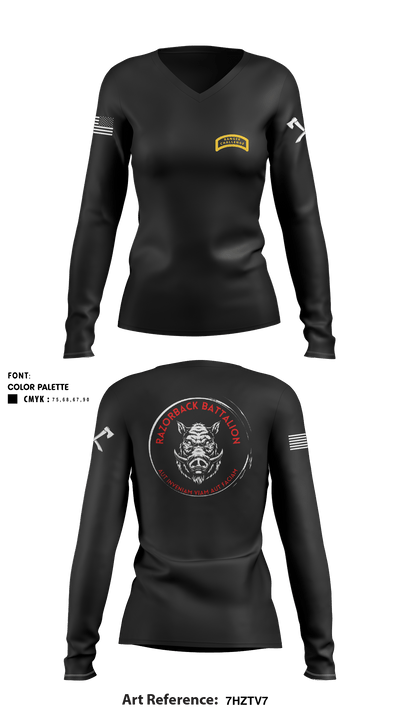 ROTC Univ of Arkansas 14665716 Women's Long Sleeve V-neck Shirt - 2