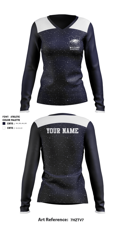 Millard Senior High School Basketball 38918404 Women's Long Sleeve V-neck Shirt - 1