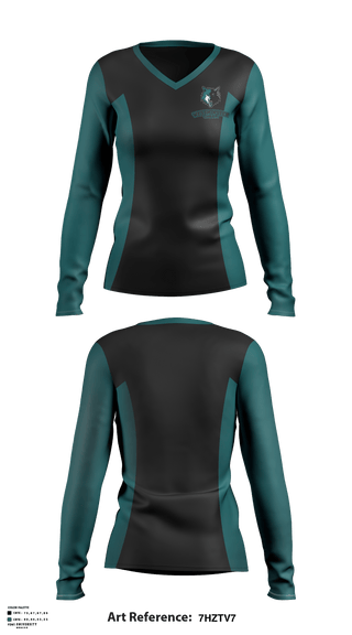 Women's Long Sleeve Vneck Shirt, Westminster High School Cheer, School Spirit Store, Teamtime, Team time, sublimation, custom sports apparel, team uniforms, spirit wear, spiritwear, sports uniforms, custom shirts, team store, custom team store, fundraiser sports, apparel fundraiser