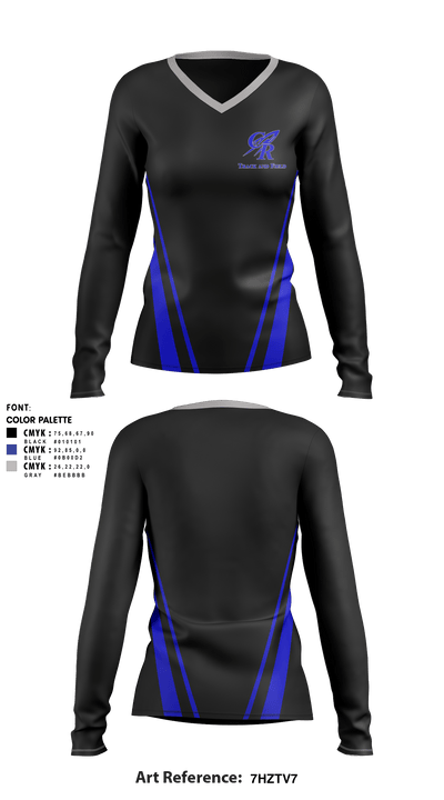 Central High School Track & Field 51532384 Women's Long Sleeve V-neck Shirt - 5