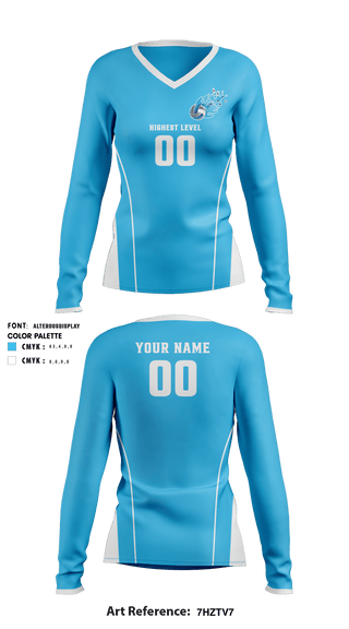 Women's Long Sleeve Vneck Shirt, Highest Level Volleyball, Women's Volleyball, Teamtime, Team time, sublimation, custom sports apparel, team uniforms, spirit wear, spiritwear, sports uniforms, custom shirts, team store, custom team store, fundraiser sports, apparel fundraiser