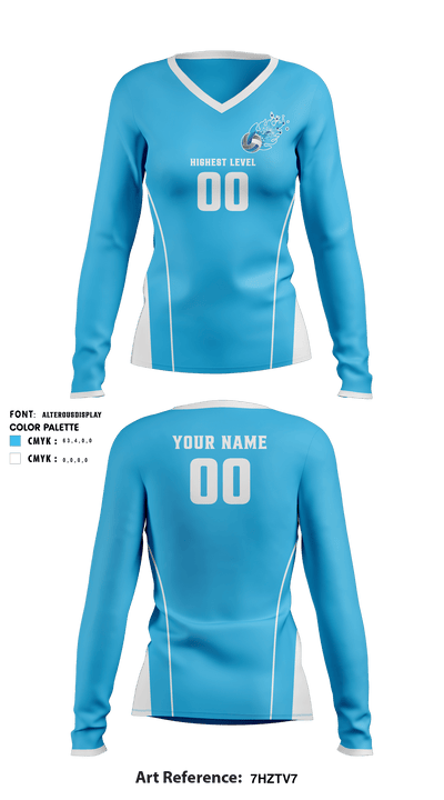 Highest Level Volleyball 19343753 Women's Long Sleeve V-neck Shirt - 1
