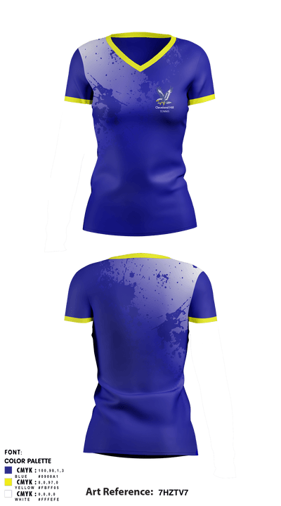 Cleveland Hill High School Tennis 1461357 Women's Short Sleeve V-neck Shirt - 1