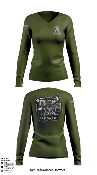 JCPD Fugitive Unit 24764007 Women's Long Sleeve V-neck Shirt - 2