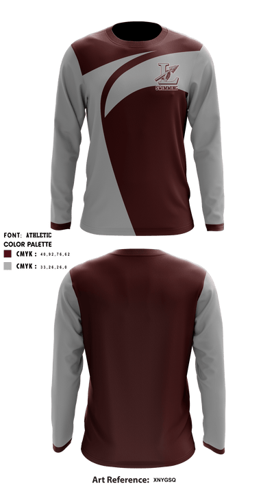 Lebanon High School Swimming 74214558 Long Sleeve Performance Shirt - 1