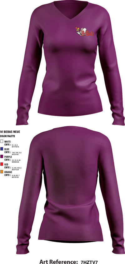 B Buzz Baseball League 70409945 Women's Long Sleeve V-neck Shirt - 4
