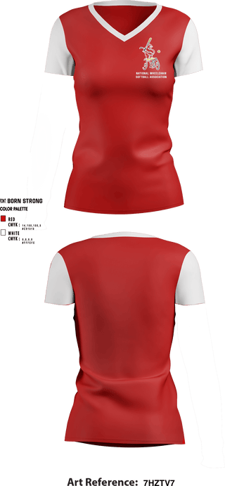 Women's Short Sleeve Vneck Shirt, National Wheelchair Softball Association, Softball, Teamtime, Team time, sublimation, custom sports apparel, team uniforms, spirit wear, spiritwear, sports uniforms, custom shirts, team store, custom team store, fundraiser sports, apparel fundraiser
