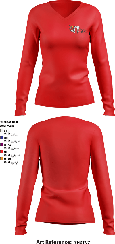 B Buzz Baseball League 70409945 Women's Long Sleeve V-neck Shirt - 5