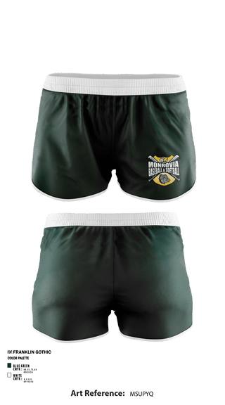 Women's Shorts, Monrovia Youth Organized Baseball and Softball, Baseball, Teamtime, Team time, sublimation, custom sports apparel, team uniforms, spirit wear, spiritwear, sports uniforms, custom shirts, team store, custom team store, fundraiser sports, apparel fundraiser