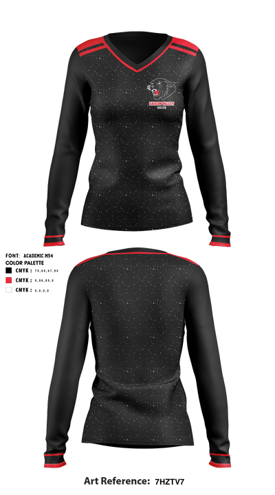 Saucon Valley Soccer 93369327 Women's Long Sleeve V-neck Shirt - 1