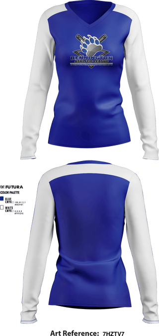 Women's Long Sleeve Vneck Shirt, Bennington Athletic League, Softball, Teamtime, Team time, sublimation, custom sports apparel, team uniforms, spirit wear, spiritwear, sports uniforms, custom shirts, team store, custom team store, fundraiser sports, apparel fundraiser