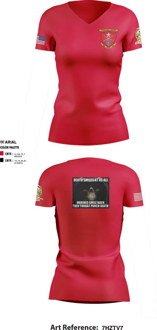 Women's Short Sleeve Vneck Shirt, , Marines, Teamtime, Team time, sublimation, custom sports apparel, team uniforms, spirit wear, spiritwear, sports uniforms, custom shirts, team store, custom team store, fundraiser sports, apparel fundraiser