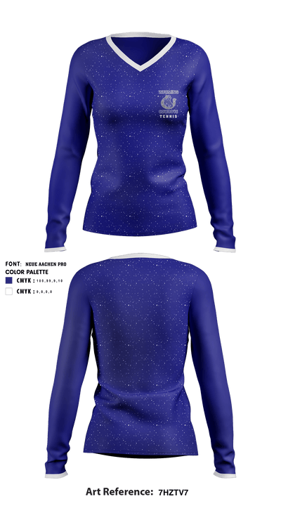 Wyoming High School Tennis 90911536 Women's Long Sleeve V-neck Shirt - 1