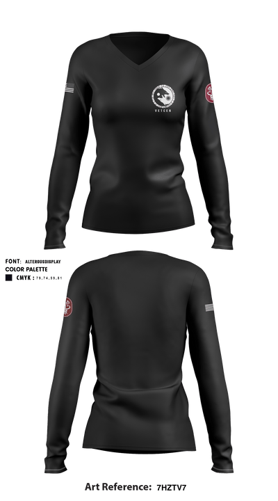 VETCEN 9074135 Women's Long Sleeve V-neck Shirt - 1