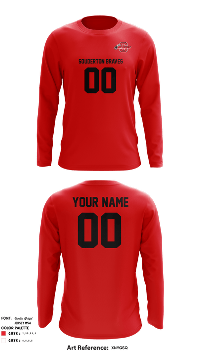 Souderton Braves Youth Football Association 55667427 Long Sleeve Performance Shirt - 4