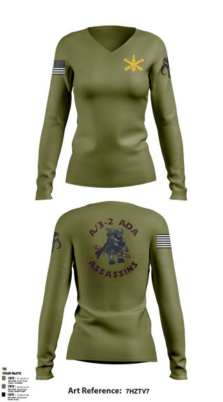 Women's Long Sleeve Vneck Shirt, , Army, Teamtime, Team time, sublimation, custom sports apparel, team uniforms, spirit wear, spiritwear, sports uniforms, custom shirts, team store, custom team store, fundraiser sports, apparel fundraiser