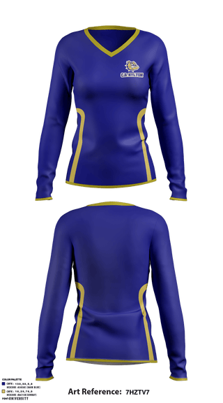 Women's Long Sleeve Vneck Shirt, C D Hylton High School Basketball, Women's Basketball, Teamtime, Team time, sublimation, custom sports apparel, team uniforms, spirit wear, spiritwear, sports uniforms, custom shirts, team store, custom team store, fundraiser sports, apparel fundraiser