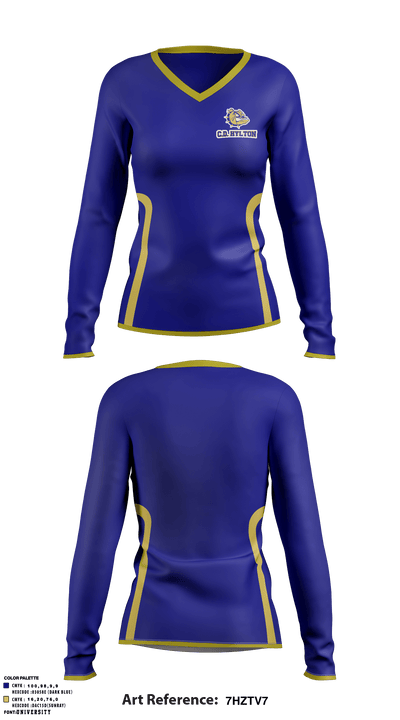 C D Hylton High School Basketball 34862109 Women's Long Sleeve V-neck Shirt - 1