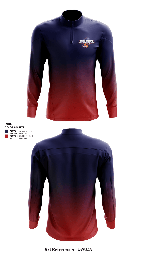 Quarter Zip Jacket, Ballers Basketball, Men's Basketball, Teamtime, Team time, sublimation, custom sports apparel, team uniforms, spirit wear, spiritwear, sports uniforms, custom shirts, team store, custom team store, fundraiser sports, apparel fundraiser