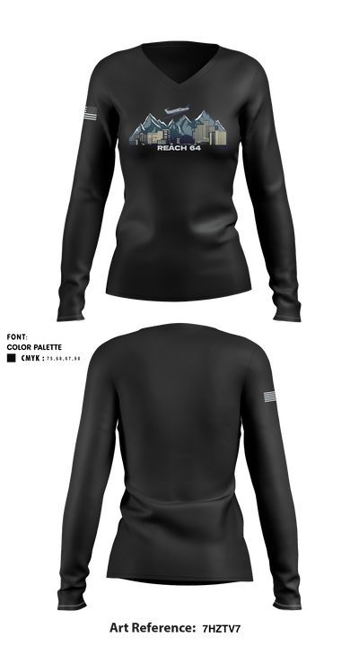 Reach Air Medical Services 44805741 Women's Long Sleeve V-neck Shirt - 1