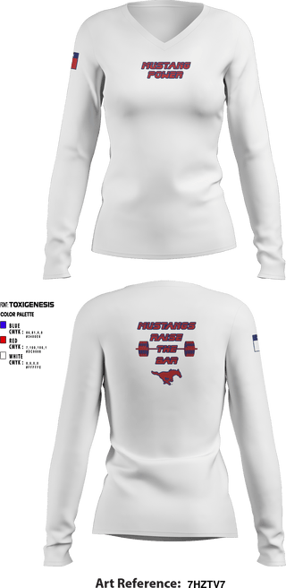 Women's Long Sleeve Vneck Shirt, Nixon Smiley Powerlifting, Spirit Store, Teamtime, Team time, sublimation, custom sports apparel, team uniforms, spirit wear, spiritwear, sports uniforms, custom shirts, team store, custom team store, fundraiser sports, apparel fundraiser