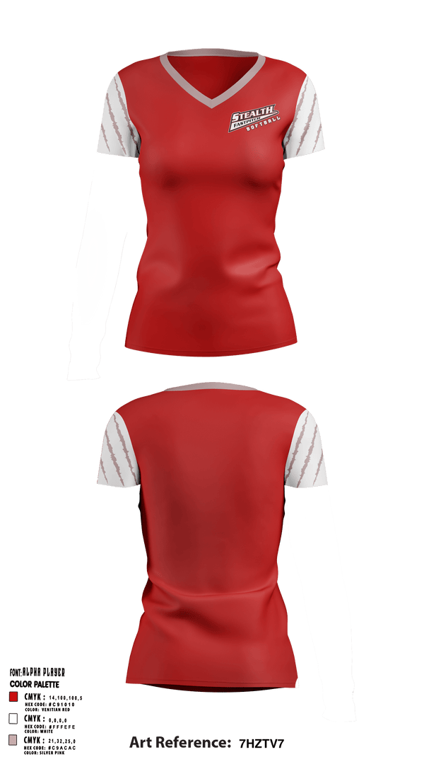 Women's Short Sleeve Vneck Shirt, Stealth Softball Org, Softball, Teamtime, Team time, sublimation, custom sports apparel, team uniforms, spirit wear, spiritwear, sports uniforms, custom shirts, team store, custom team store, fundraiser sports, apparel fundraiser
