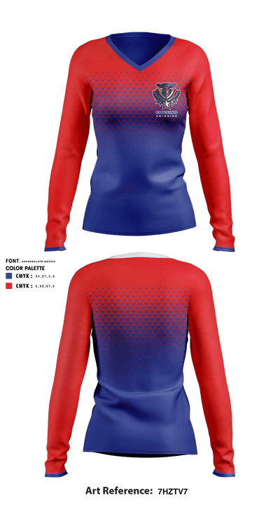 Cousino High School Swimming 58833013 Women's Long Sleeve V-neck Shirt - 1