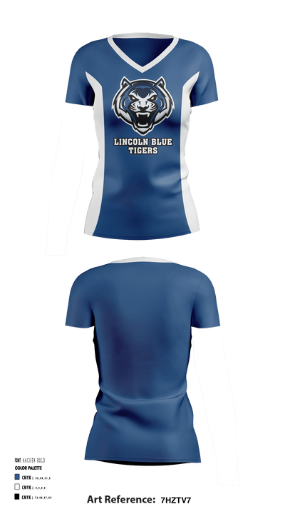 Lincoln Blue Tigers 71519755 Women's Short Sleeve V-neck Shirt - 1