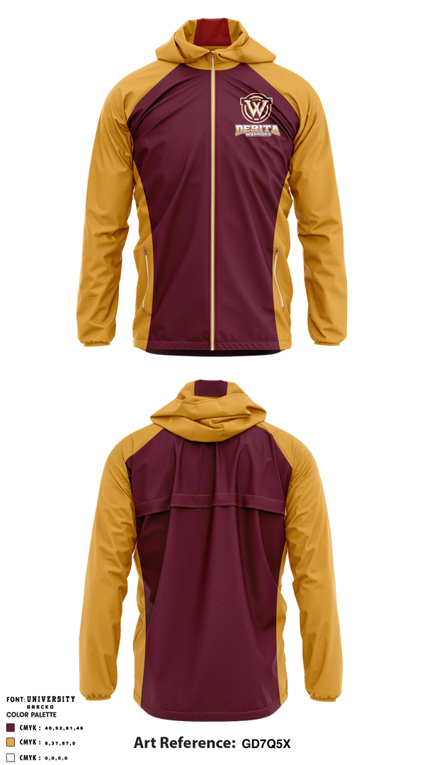 Windbreaker, Derita Warriors, Football, Teamtime, Team time, sublimation, custom sports apparel, team uniforms, spirit wear, spiritwear, sports uniforms, custom shirts, team store, custom team store, fundraiser sports, apparel fundraiser