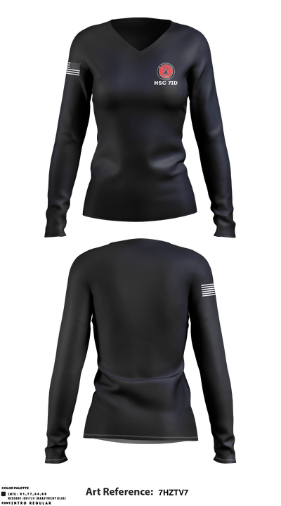 HSC 7ID 80145762 Women's Long Sleeve V-neck Shirt - 1